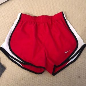 Red nike tempo shorts